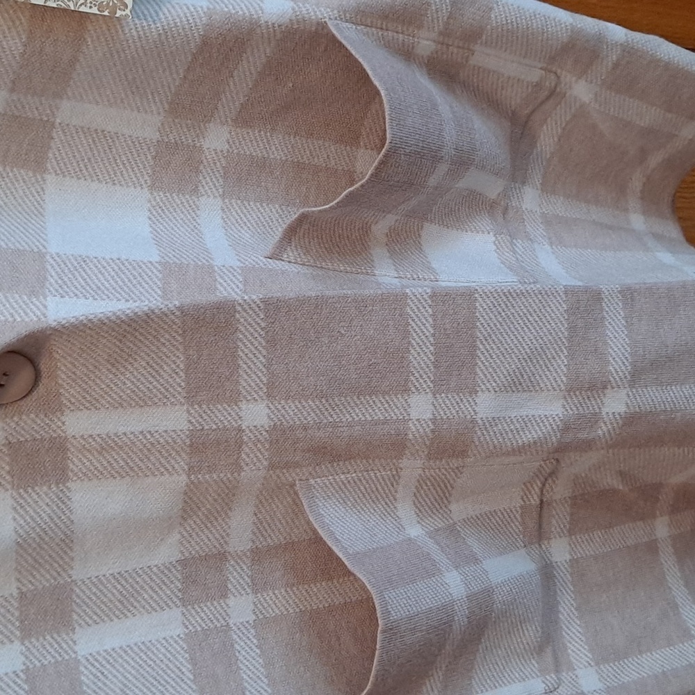 NWT Christian Seriano Tan And Cream Plaid Blazer - Picture 4 of 8